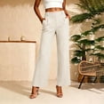thumbnail image 2 of DYTTDG Women's Wide Leg Chino Pants | High Waisted Straight Leg Business Casual Trousers with Pockets, Office Wear, 2 of 7