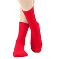 thumbnail image 5 of Soft Elastic Ribbed Crew Socks for Girls, Multi-color Solid Mid Calf Kids Socks, Breathable Everyday Basic Socks Red 5-13Years, 5 of 5