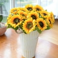 thumbnail image 5 of Mdesiwst Artificial Sunflower Branch with Stem Home Wedding Party Faux Flower Floral Arrangement Indoor Outdoor Garden Decoration, 5 of 8