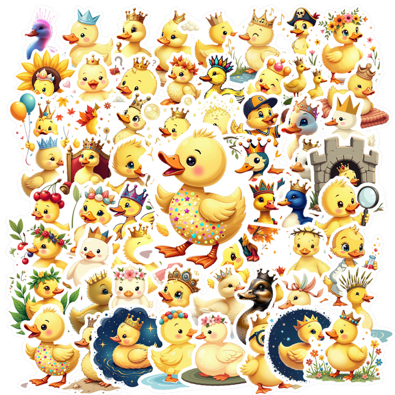 Cartoon Duck Theme Stickers, Waterproof Duck Theme Sticker for Water Bottle Laptop Phone Cases Planner Skateboard Luggage Helmet Party Favor Decor, Ideal for Adults Teens Teacher Rewards