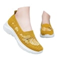 thumbnail image 3 of Women's Knit Embroidered Platform Sneakers Slip On Breathable Rocker Shoes Daily Commute Work Shopping Stylish Casual Footwear Yellow 37, 3 of 7