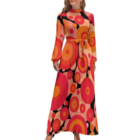 Red Retro Circle Pattern Long Dress Long dresses Women's skirt elegant evening dresses for women 2024 elegant dresses plus sizes