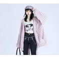 thumbnail image 6 of Kukuzhu Y2K Bunny Ear Hoodie Harajuku Kawaii Striped Zip Up Hoodie Vintage Baggy Hoodie Punk Streetwear Jackets Goth Clothes, 6 of 7