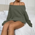 thumbnail image 4 of Fall Fashion Womens Off Shoulder Sweatshirt Slouchy Pullover Tops Solid with Pocket, 4 of 6