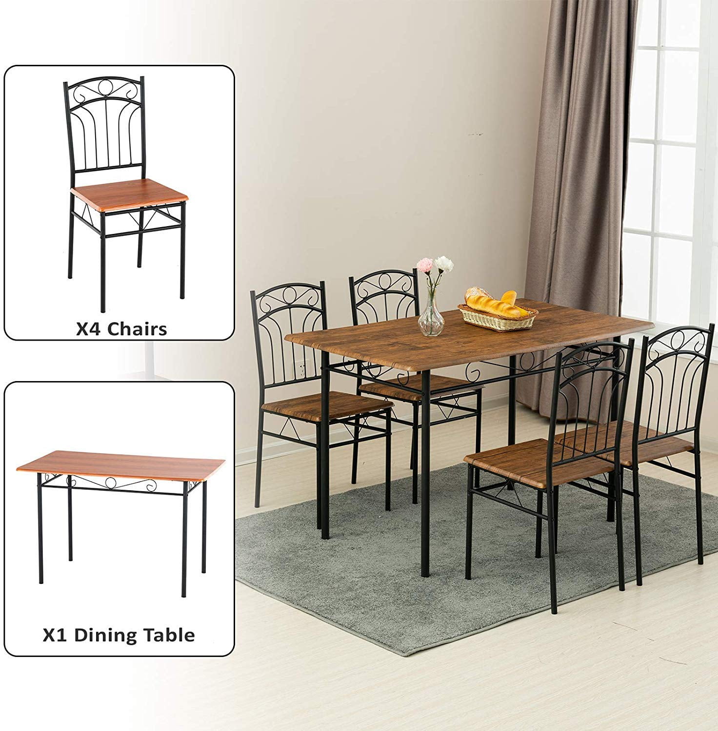 Retro Dinette Sets Walmart / Retro Dining Chairs, Set of 2, Red