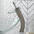thumbnail image 4 of KRAUS Tall Waterfall Bathroom Faucet for Vessel Sink with Clear Glass Disk and Pop-Up Drain, Satin Nickel Finish, 4 of 10