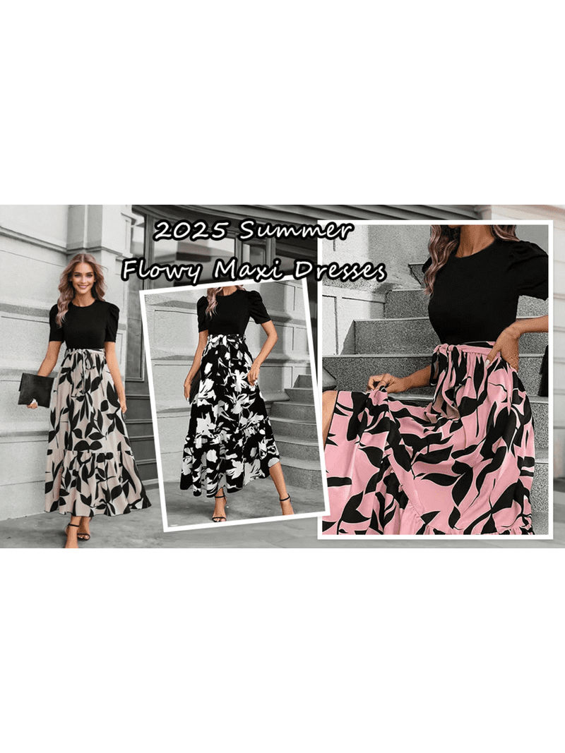 knee length dresses for ladies Karen Colorblock Bowknot Maxi Dress