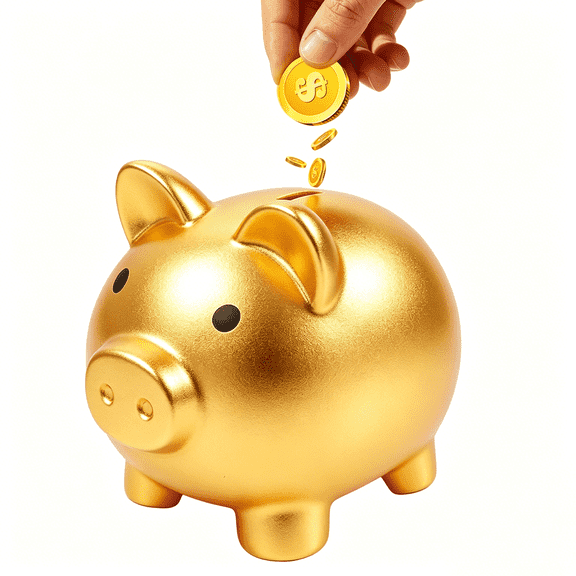 SUSWIM Large Piggy Banks, Cute Plastic Pig Money Box, Piggy Bank for Girls and Boys, Unbreakable Plastic Coin Bank Fun Gifts for Birthday, Festival, Baby Shower (Golden)