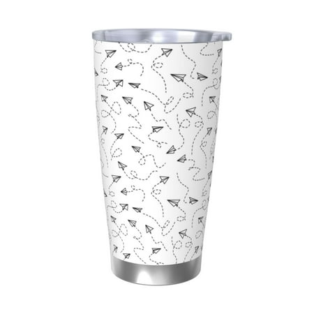 

Gukieu Airplane Print 20OZ Car Cup Vacuum Stainless Steel Leak-proof Thermos Cup Unisex Suitable for Home Outdoor and Sports-Without Straw