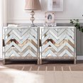 thumbnail image 2 of Silver Grey Storage Cabinet With Mirror Trim - M Shape For Living Room, Dining, Entryway, Kitchen And Glass Construction Dining Product, 2 of 6