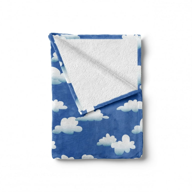Cloud Soft Flannel Fleece Throw Blanket Abstract Illustration of Modern Technique Computer Drawn Clouds Cozy Plush for Indoor and Outdoor Use 50