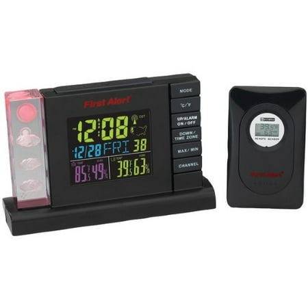 First Alert Radio Controlled Weather Station Alarm Clock with Wireless Sensor