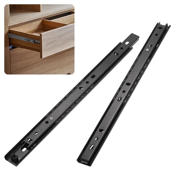 Uxcell 1-Pair Soft Close Drawer Slides, 11.8" Full Extension Ball Bearing Drawer Slides 2 Fold 55lb [Black]