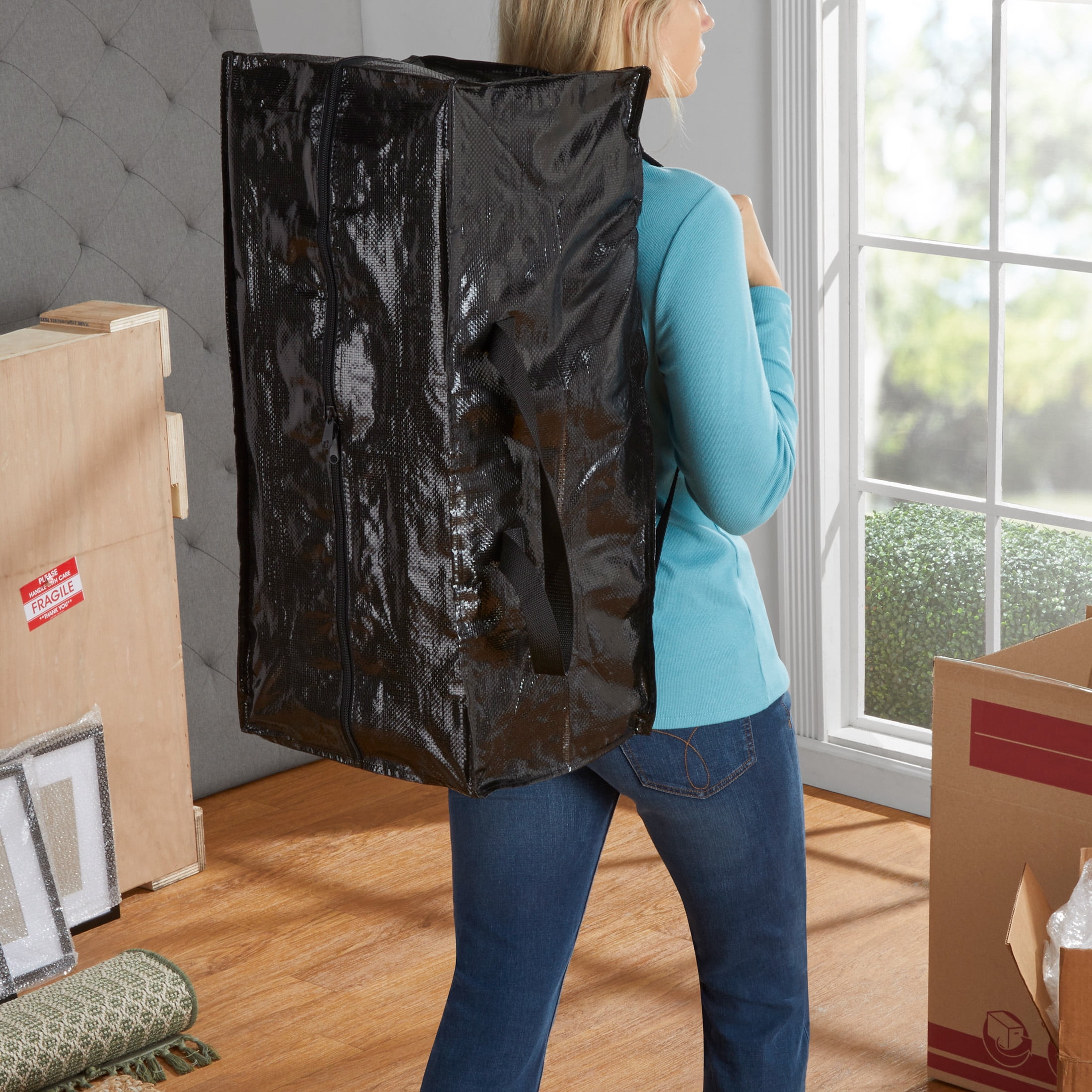 Mainstays Heavy Duty Black 20 Gallon Storage and Moving Bag with Backpack Straps