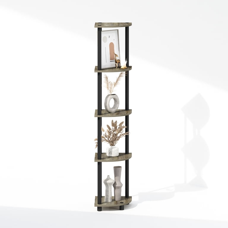 Furinno Turn N Tube 5-Tier Corner Bookcase, French Oak photo 6