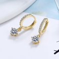 thumbnail image 2 of Pendientes de aro chapados en oro, colgante de cuatro puntas de circón microset de plata S925, joyería para mujer, los mejores regalos para mujeres Feliz Sencillez, 2 of 3