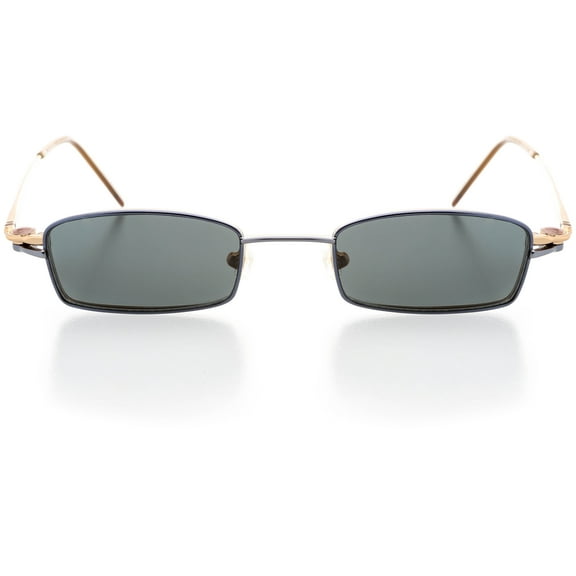 Unisex Clip-On Eyewear - Rectangle Shape, Metal Full Rim, Blue