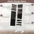 thumbnail image 4 of LDAILY Jewelry Armoire, Jewelry Cabinet Standing with Full Length Mirror, 3 Adjustable Angles, Large Storage Capacity, Freestanding Jewelry Organizer for Bedroom, Dressing Room (White), 4 of 9