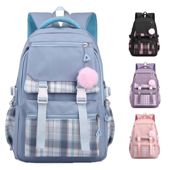 HNMKIU Kids Backpack For Girls Stylish Minimalist Laptop School Bag Lightweight Bookbag With Multiple Pockets For Students ,Blue