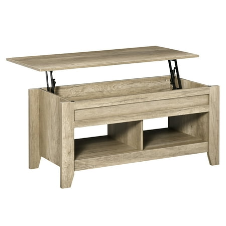 Homcom Lift Top Coffee Table With Storage Compartment And Open Shelves Tabletop Pop Up Center For Living Room Oak Effect Canada Homcom Lift Top Coffee Table With, Coffee Table That Opens To Desk