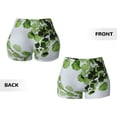 thumbnail image 4 of KLL Watercolor Green Leaves Pattern Workout Shorts for Women Scrunch Short Gym Yoga Running Sport Active Exercise Fitness Shorts, 4 of 8