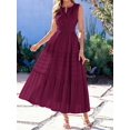 thumbnail image 6 of White Sleeveless V-Neck High-Waist Tiered A-Line Maxi Dress, 6 of 30