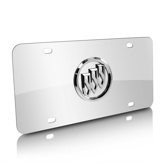 Buick 3D Chrome Metal Logo Mirror Chrome Stainless Steel License Plate