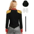thumbnail image 2 of TiaoBug Womens Circus Jacket Coat Magic Show Outerwear Party Cosplay Costume with Accessories Set Black XXL, 2 of 7