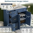 thumbnail image 5 of 36" Modern Small Bathroom Storage Cabinet, Bathroom Organizer Cabinet with Soft Close, Compact Vanity Unit for Small Spaces with Ceramic Sink for Bathroom, Blue, 5 of 9