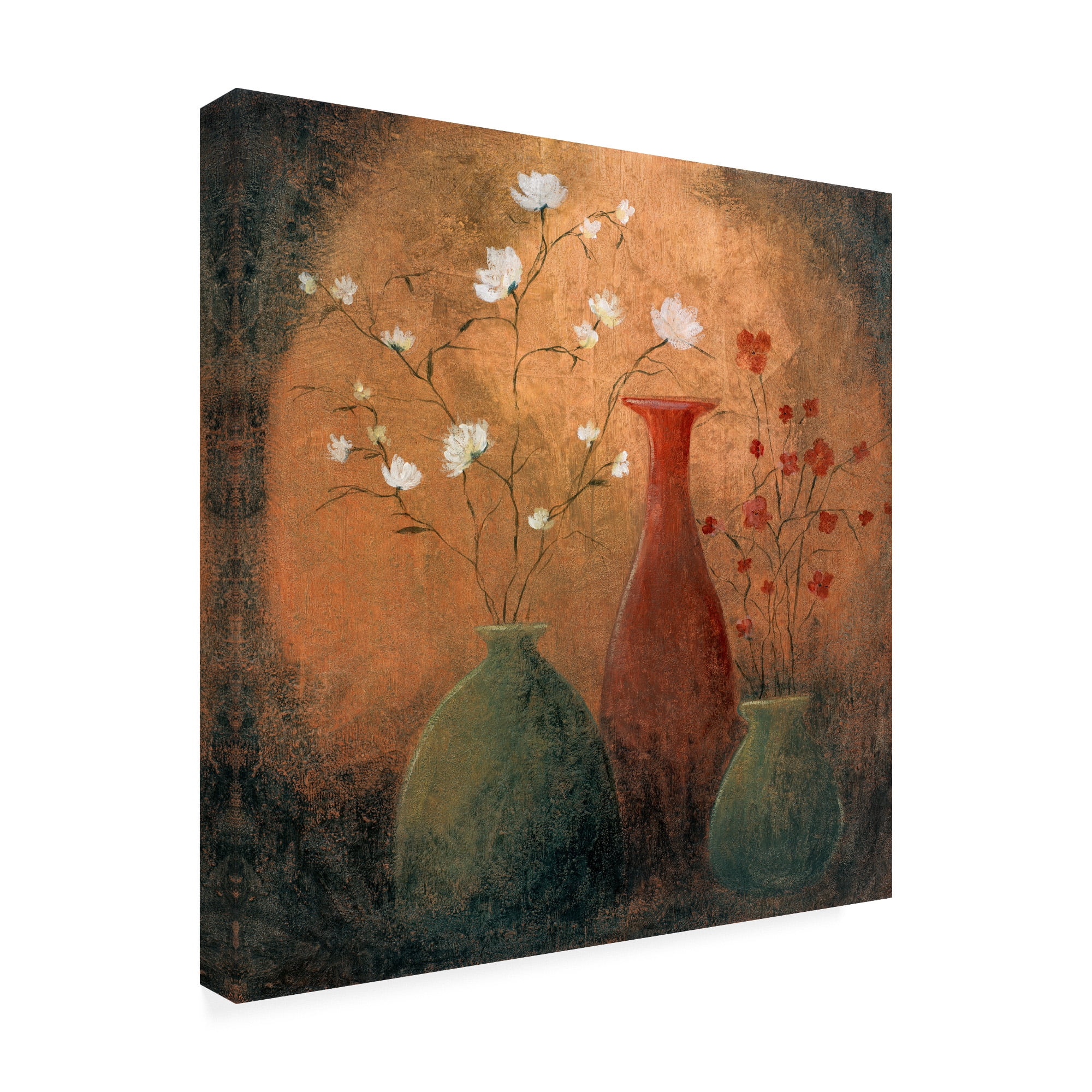 Trademark Fine Art 'Flowers In Vases Distressed' Canvas Art by Pablo Esteban