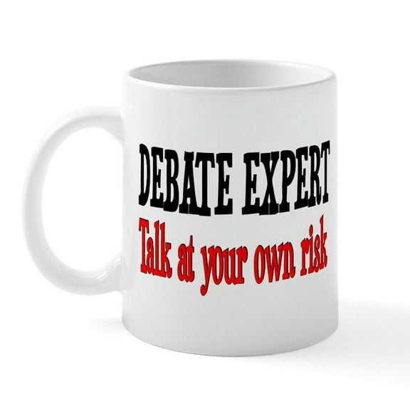 CafePress - Debate Expert Talk At Your Risk Mug - 11 oz Ceramic Mug - Novelty Coffee Tea Cup