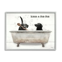 Stupell Industries Scrub a Dub Dub Quote Family Pet Dog Bath Graphic Art Framed Art Print Wall Art, 30x24, By Lori Deiter