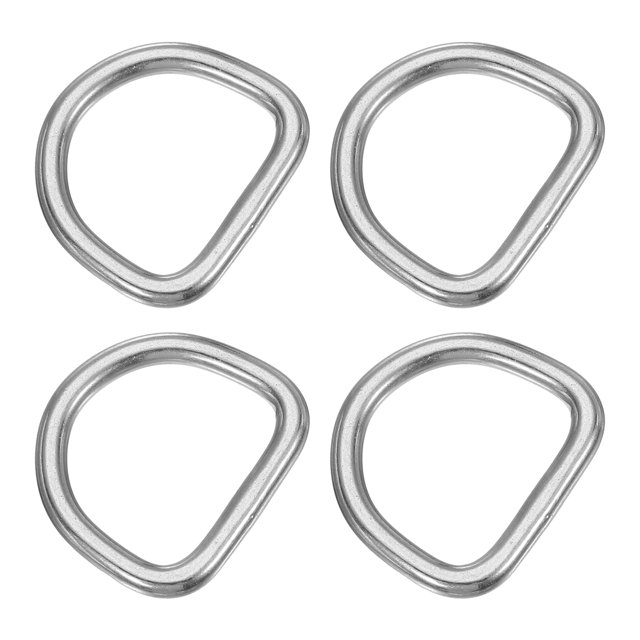 Uxcell Metal D-Rings, 304 Stainless Steel D Ring Welded Solid Dee Rings DIY Accessories for Dog Collars 4x25mm