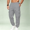 thumbnail image 6 of Dwellite Baggy Cargo Sweatpants for Men Wide Leg Jogger Pants Loose Fit Fashion Solid Color Trousers with Pockets Light Gray M, 6 of 6