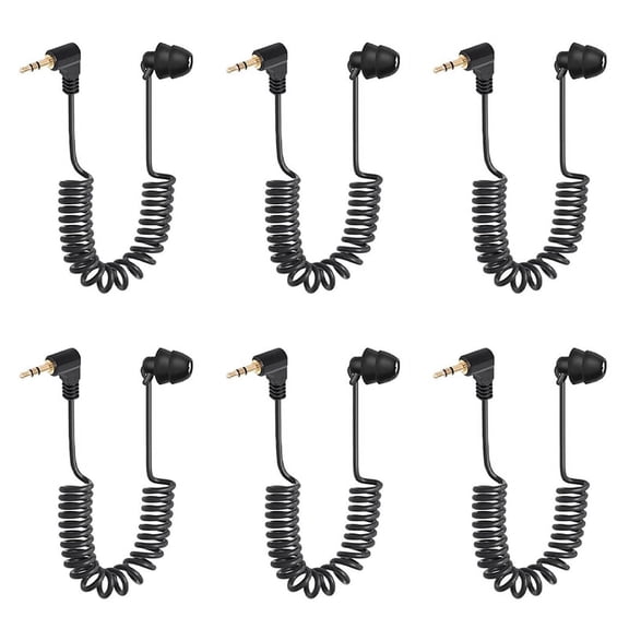 6pcs 3.5mm Spring Earphones Single Side Headphones Earbuds Wired Headset for Mobile Phone MP3 Computer