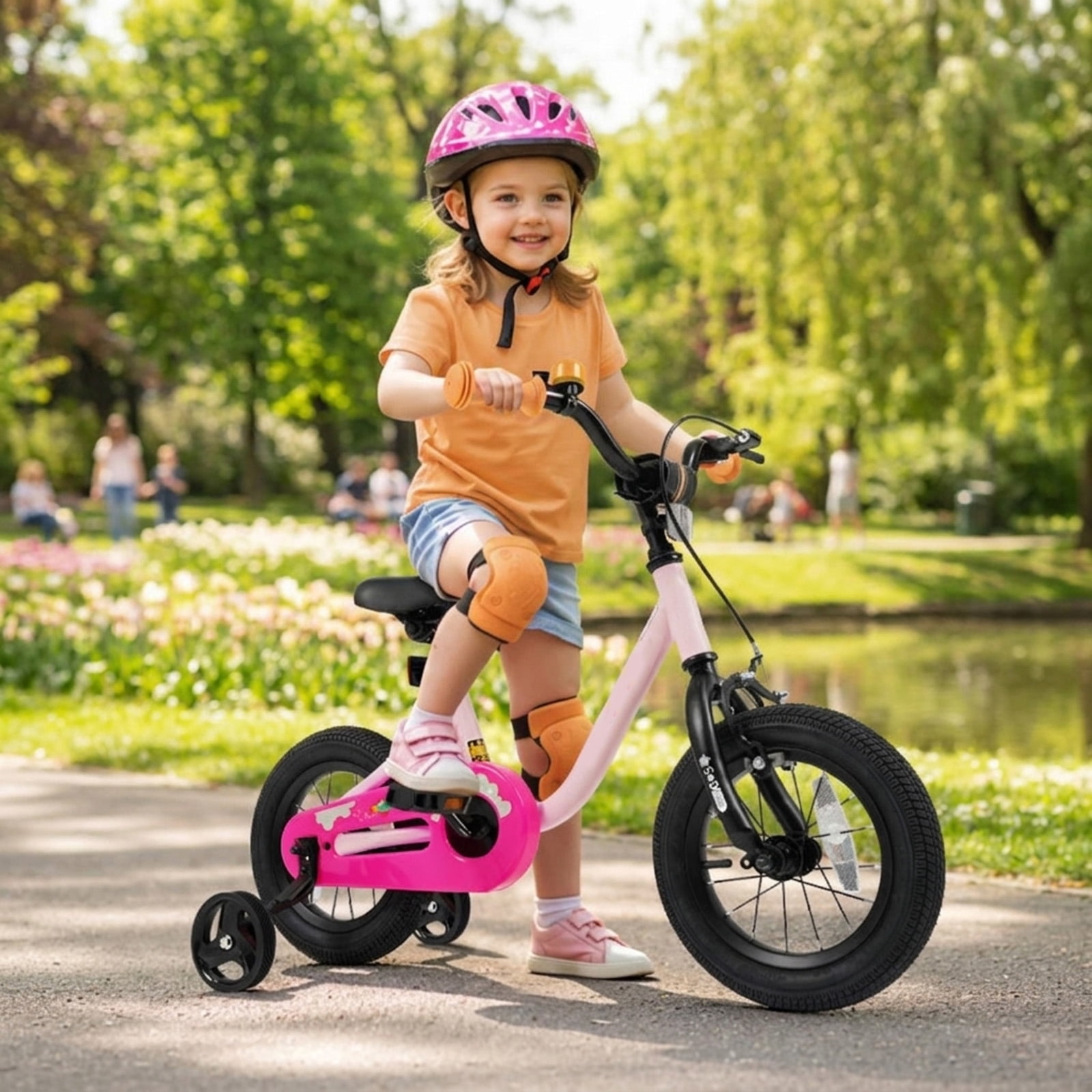 Redsmile Kids Bike 12 Inch for 3-7 Years Old Boys and Girls, Toddler Bicycle with Adjustable Handlebar and Seat, Children Bike 12/14/16-Inch, Holds 110 lbs, Pink