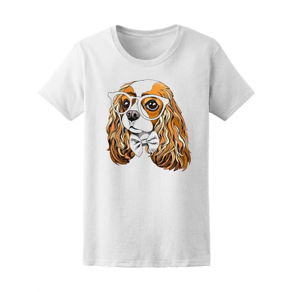 Dog With Glasses And Bow Tie T-Shirt Women -Image by Shutterstock, Female Small