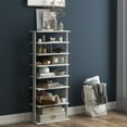 thumbnail image 4 of Costway Patented 7-Tier Double Rows Shoe Rack Vertical Wooden Shoe Storage Organizer Rustic White, 4 of 10