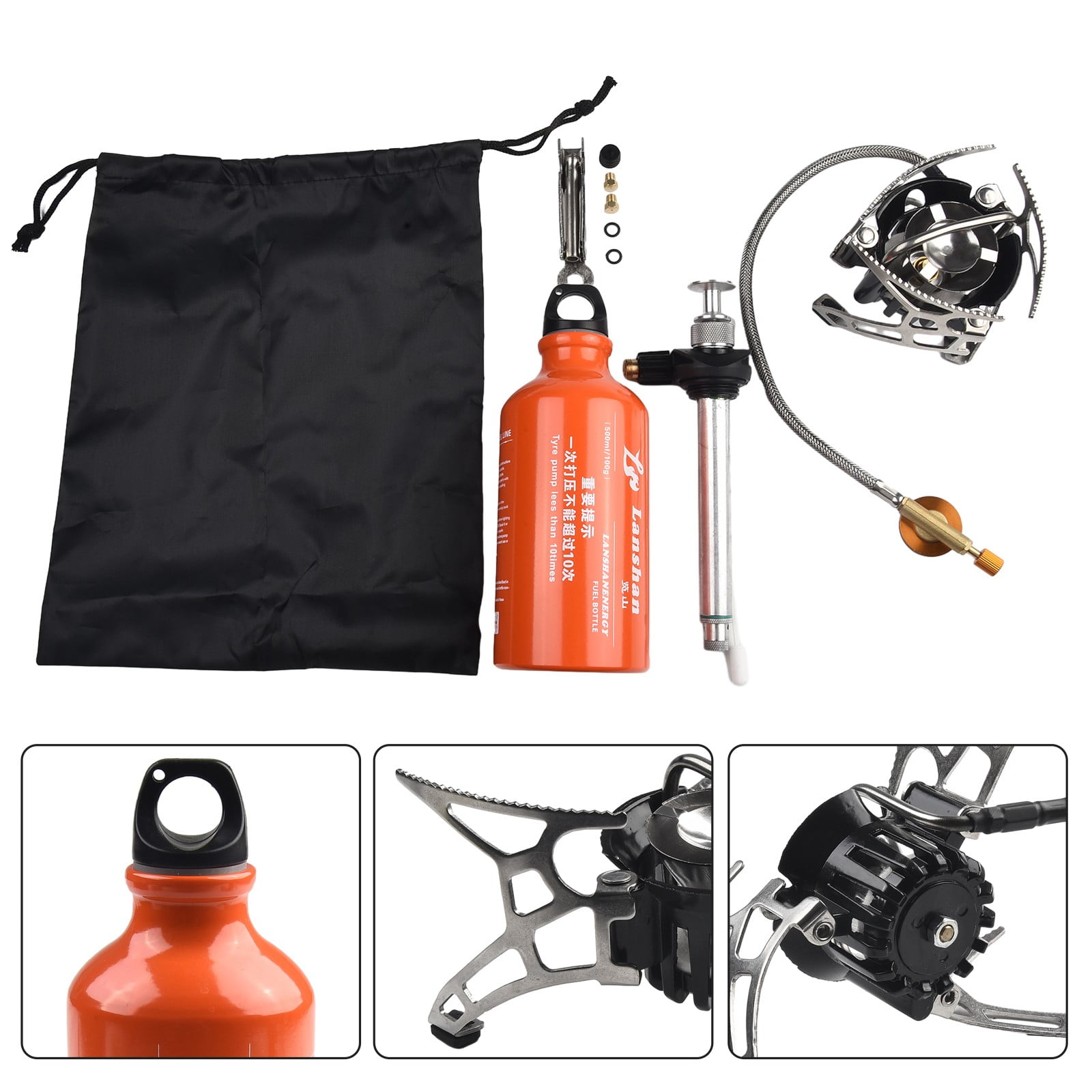 Outdoor Camping Multi Fuel Oil Stove with 500ml Gasoline Fuel Bottle for Diesel