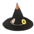 thumbnail image 2 of BRGZLK Womens Halloween Scarecrow Hat Stylish Cute Sunflower Felt Scarecrow Witch Costume Wizard Cap Witch Costume Accessory, Women Halloween Costume Black Free Size, 2 of 4