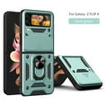 thumbnail image 1 of Cowithday Case for Samsung Galaxy Z Flip4 with Camera Cover & Kickstand, Slide Lens Protection 360°Rotate Ring Hybrid Rugged Bumper Shockproof Case Cover for Samsung Z Flip 4 5G 6.7" 2022, Green, 1 of 9