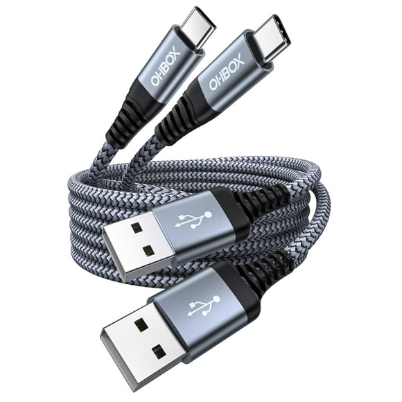 Cable USB a USB-C ohbox de carga rápida de 60 W, paquete de 2, 1,8 m