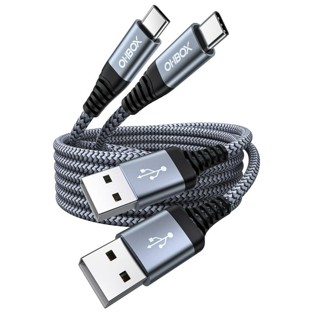 Cable USB a USB-C ohbox de carga rápida de 60 W, paquete de 2, 1,8 m