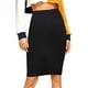 thumbnail image 1 of Falda de tubo ajustada a rayas hasta la rodilla con cintura elástica para mujer Sólido Negro XL Sólido Negro XL Xishao ropa, 1 of 2