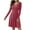 Hot Pink, variant on Womens Dresses Solid Color Round Neck Pleated Long Sleeve Short Dress Spring Work Business Casual Dresses