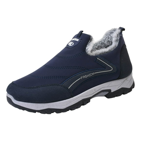 YLYL Men's Warm Boots Winter Casual Slip-On Walking Fur Fuzzy Soft Booties Arch Support Shoes