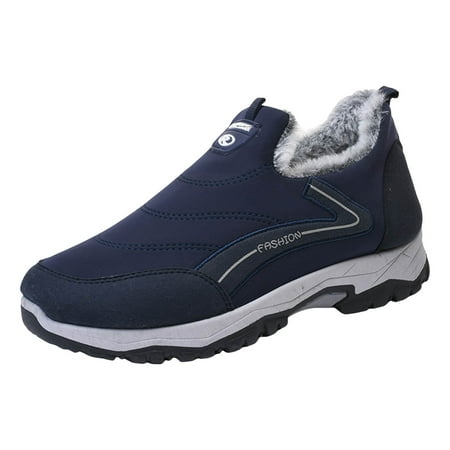 

Fukaraa Men’s Fleece Lined Snow Boots Warm Ankle Boots Comfortable Cotton Shoes Classic Casual Sneakers Simple Sports Shoes Fashionable Durable Size 39-44