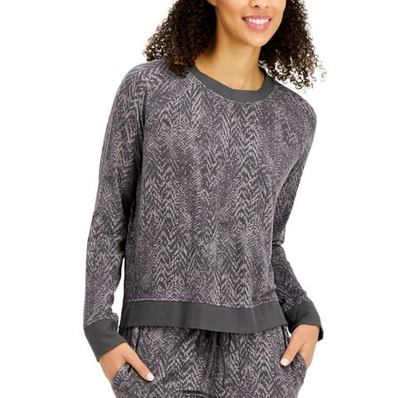 

Alfani Womens Ultra Soft Crew Neck Pajama Top Grey Texture Medium