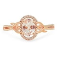 thumbnail image 3 of Dazzlingrock Collection 14K Oval Cut Morganite & Round White Diamond Ladies Bridal Halo Engagement Ring, Rose Gold, Size 8, 3 of 4