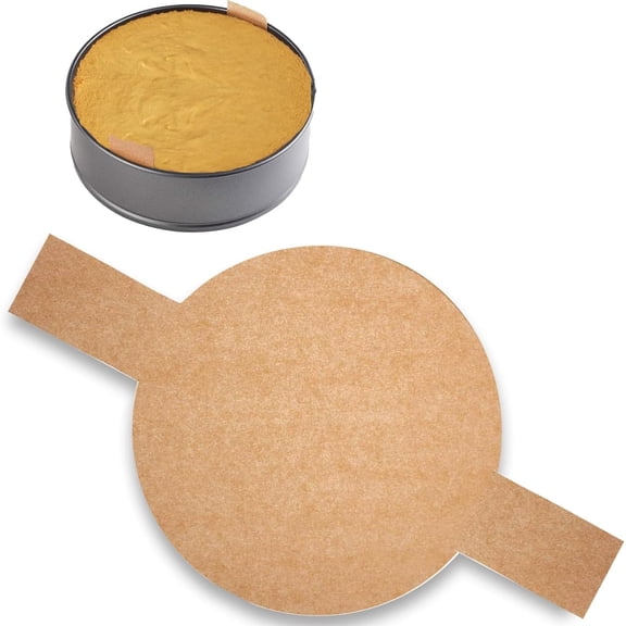 100 Pcs Precut Circle Cake Pan Liners 9 inch Round Parchment Paper Sheets Non Stick Baking Paper with Easy Lift Tabs for Baking Toast Bread Cookies (Brown) Topboutique